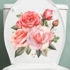 Elegant Pink Rose Toilet Stickers, Waterproof Removable Decals for Bathroom Wall Decor, Self-Adhesive
