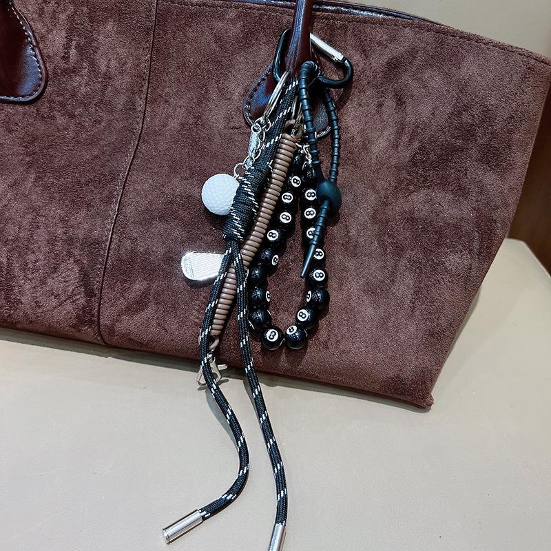 Bag Charm Beads Bag Pendant Handmade Woven Rope Backpack Decoration Keychains Girl's Car Key Ring