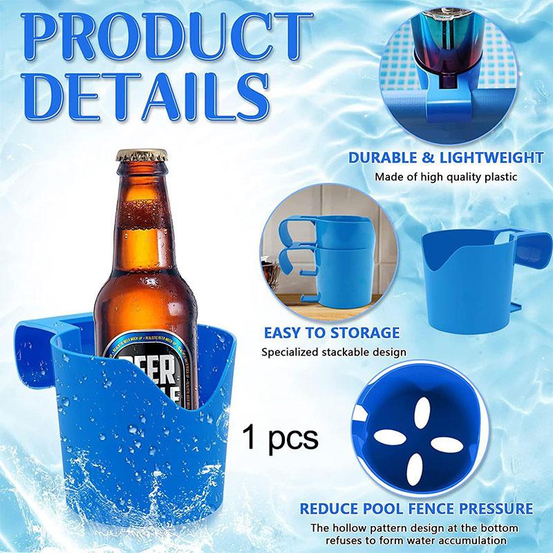 Poolside Cup Holder For Above Ground Pools, Swimming Pool Cup Holder For Drinks, No Spills Holder Clip