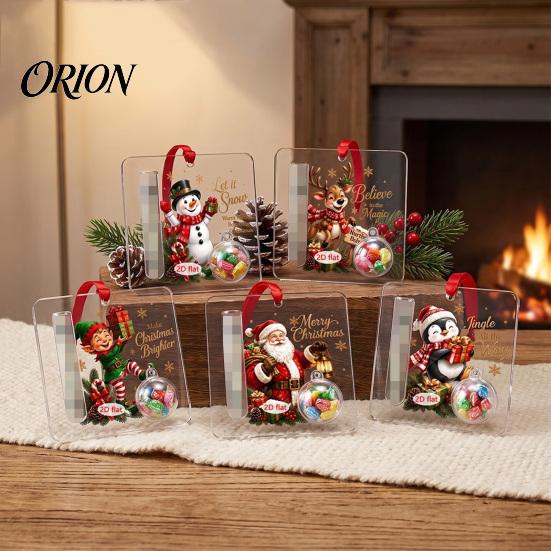 Holiday Tree Hanging Accessory Christmas Cash Gift Ornament, 2D Acrylic Money Holder Ornament with Clear Ball, Indoor Home Decor Decoration