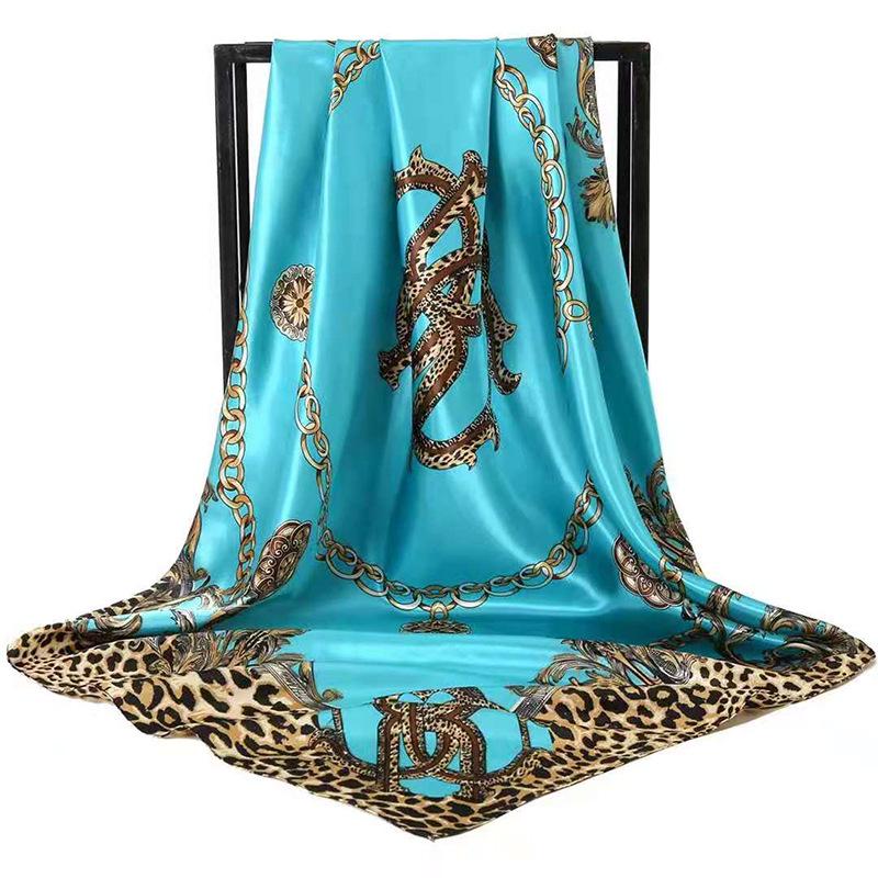 2024 Spring Leopard Print Women's Silk Scarf - 90cm Large Square Headscarf