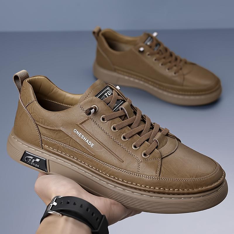 Personality Casual Leather Shoes for Men Lace-up Fashion Sneakers Classic Male Walking Shoes Tenis Masculino Man Vulcanize Shoes