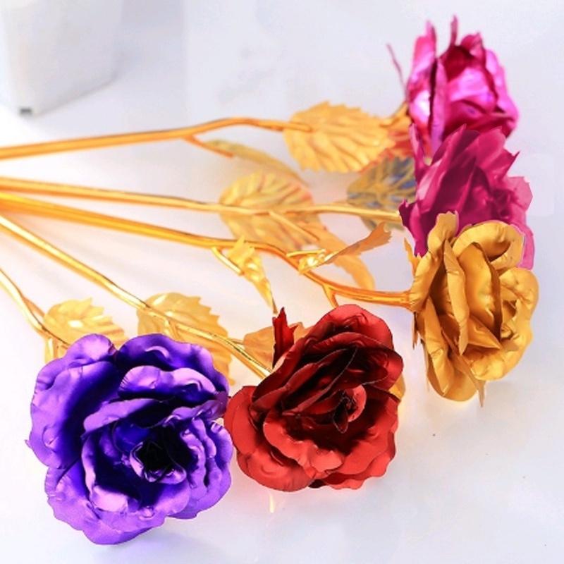

Fashion Romantic 24K Gold Plated Golden Rose Flower for Valentine s Day Lovers Gift синій