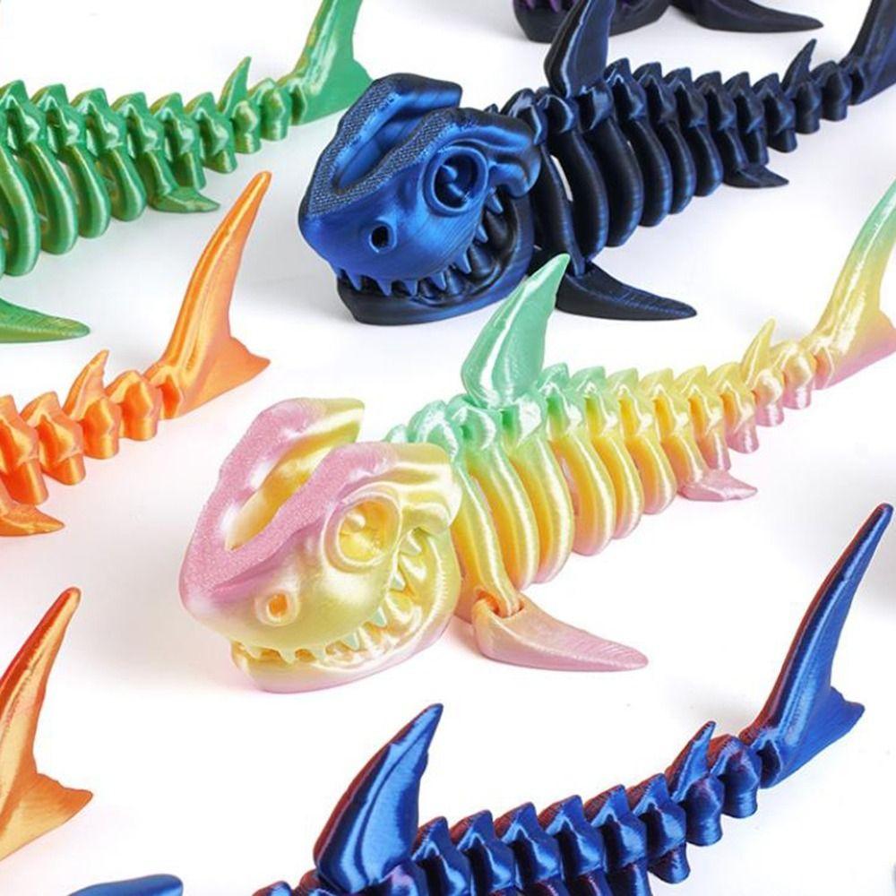 PLA Plastic 3D Printed Shark Model Handmade Simulation Shark  Home Decoration