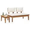 Garden Bench and Table Set 2 Pcs Cream and Brown Solid Teak Wood
