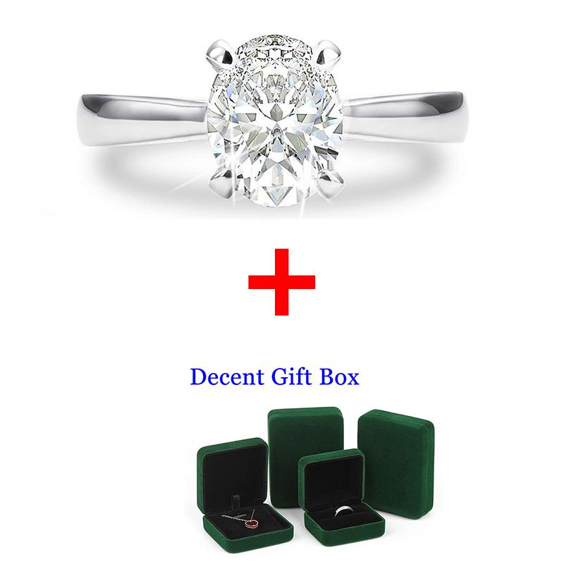 DJMAX 1-3 Karat Oval/Brillant geschliffener Moissanit-Ring Farbe D für Damen 925er Silber Verlobungsring Ehering