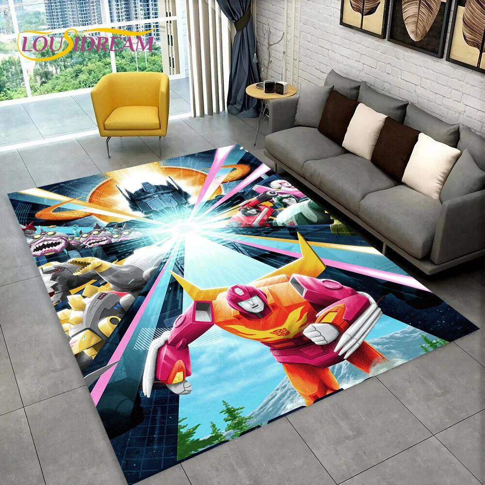 Cartoon T-Transformers  Autobots 3D Rug Carpet for Living Room Bedroom Home Decor,Floor Mat Non-slip for Sofa  Doormat Gift Kids