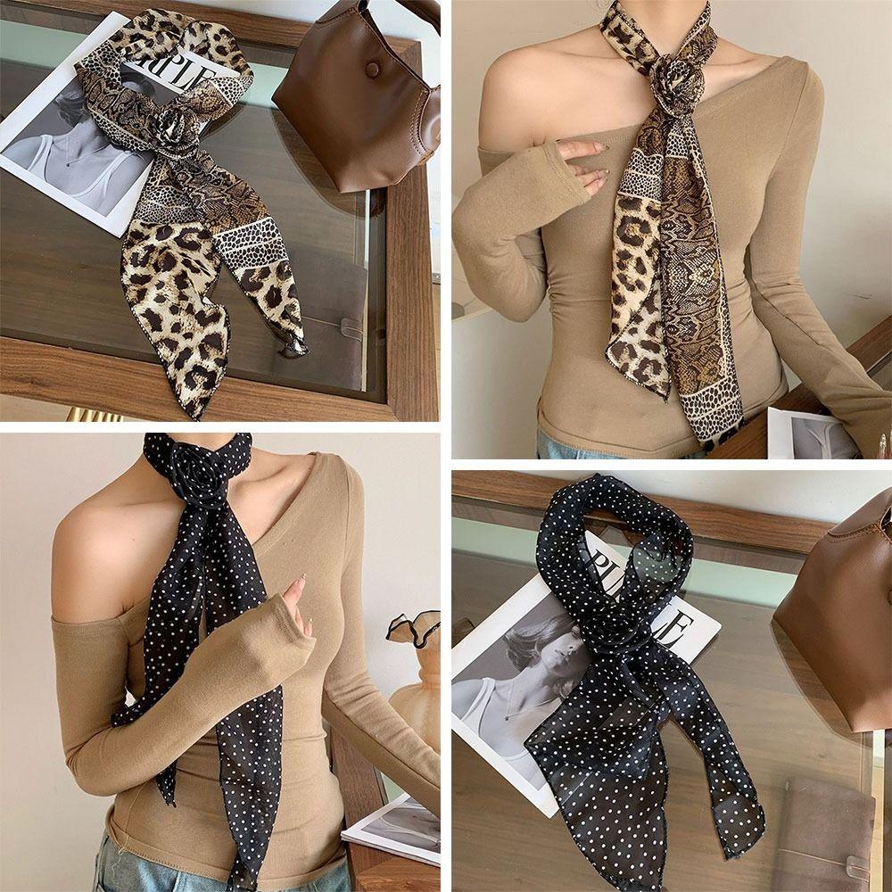 Large Size Long Silk Scarf Summer Hair Band Fashion Long Ribbon Belt Tie  For Women
