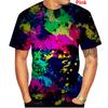 Summer Round Neck 3D Graffiti Print Top Fashionable Casual Short Sleeved Men's T-shirts