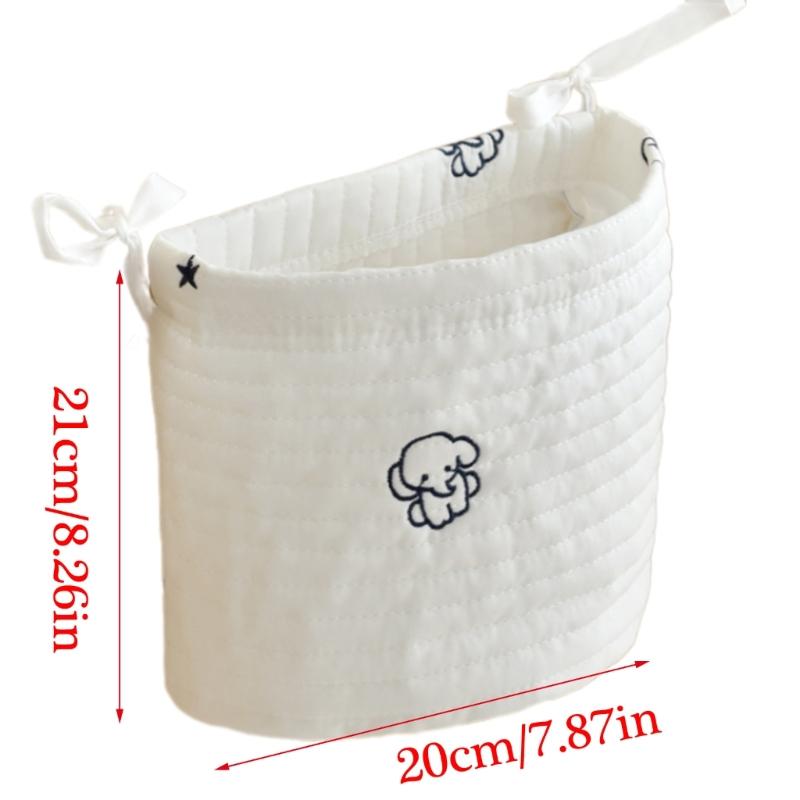 Baby Cot Hanging Storage Bag Bedside Hanging Storage Pocket Cotton Bag for Organizing Diapers & Toy Beside this crib