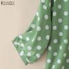 ZANZEA Women Casual Round Neck 3/4 Sleeve Loose Polka Dot Print Blouse