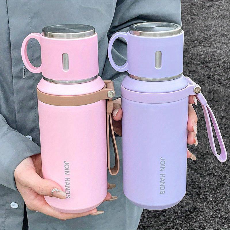 316 Stainless Steel Insulated Water Bottle with Cup Portable Vacuum Flask for Outdoor Activities Handheld Tumbler Keep 24Hr Cold