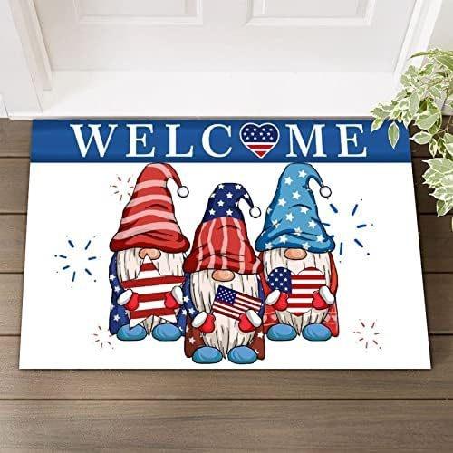 Patriotic 4th of July Independence Day Doormat Welcome Mat Entrance Floor Mat Patriotic Holiday Home Decorations
