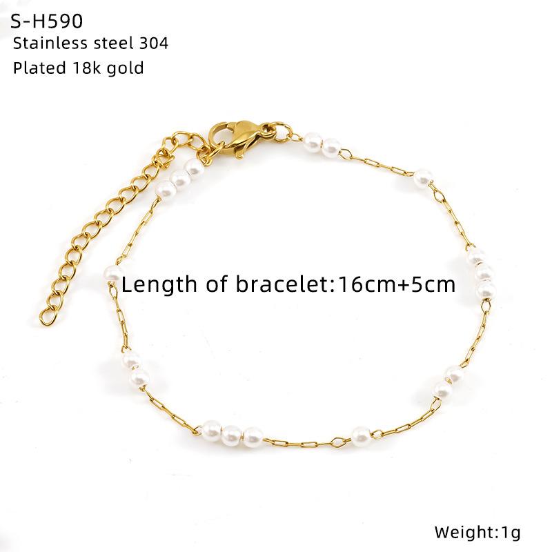 Titanium Steel Glazed Bead Pearl Bracelet, Sweet Crystal Natural Stone Colored Jewelry, High Sense Of Personality