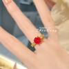 Vintage French Style 2 Carat Rose Gemstone Ring for Women Red Corundum Diamond Ring Elegant Office Jewelry Luxury Gift