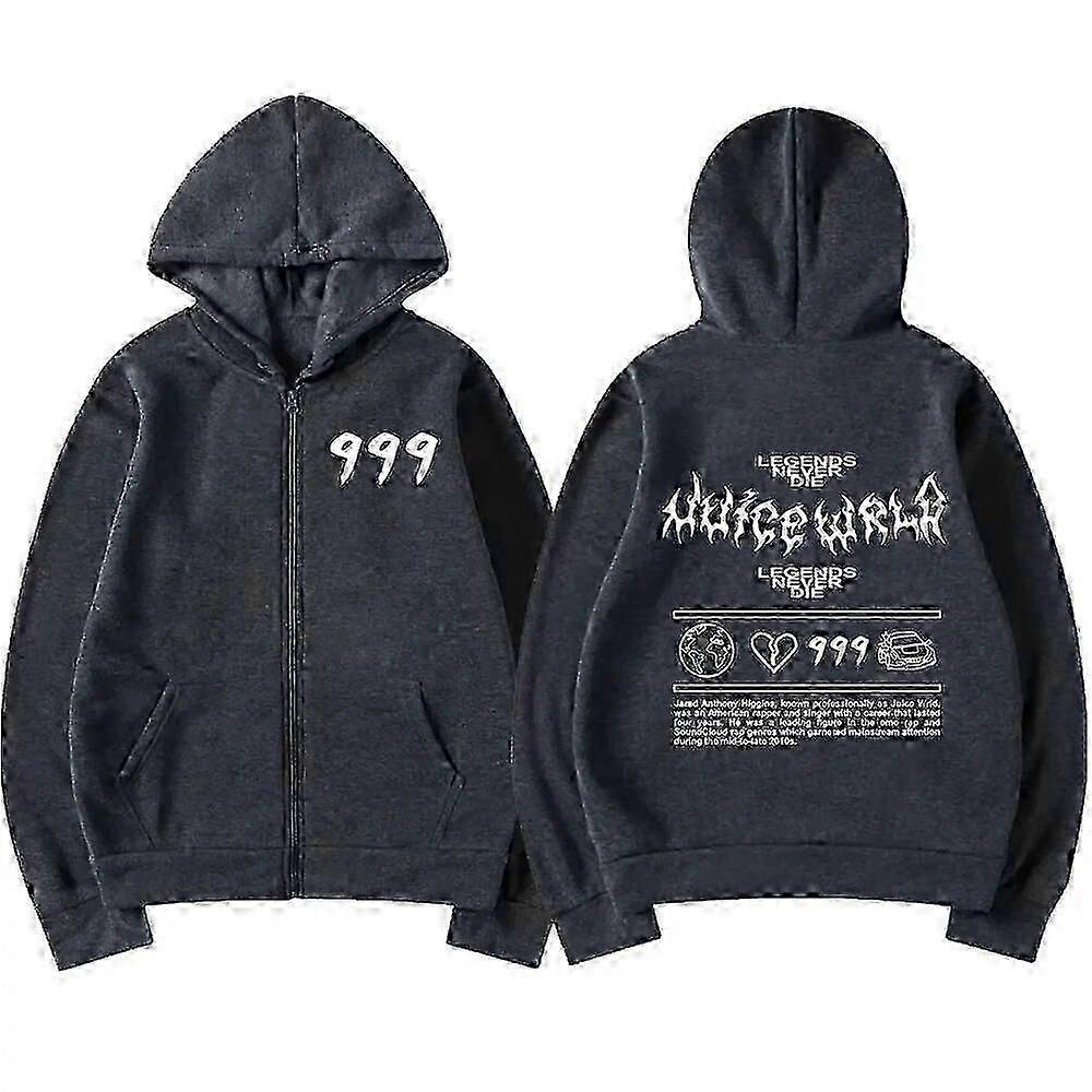 Rappare Juice Wrld 999 Retro Dragkedja Huvtröjor Herr Dam Mode Hip Hop Tröjor med dragkedja Träningsjacka Casual Jacka med huva Streetwear