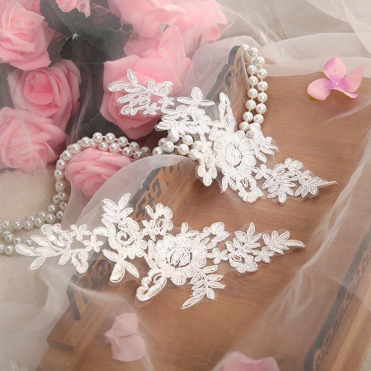 White Flower Piece Lace Flower Cloth Sticker Fabric Car Bone Wedding Dress Accessories Material Embroidery Flower Patch Lace Headdress