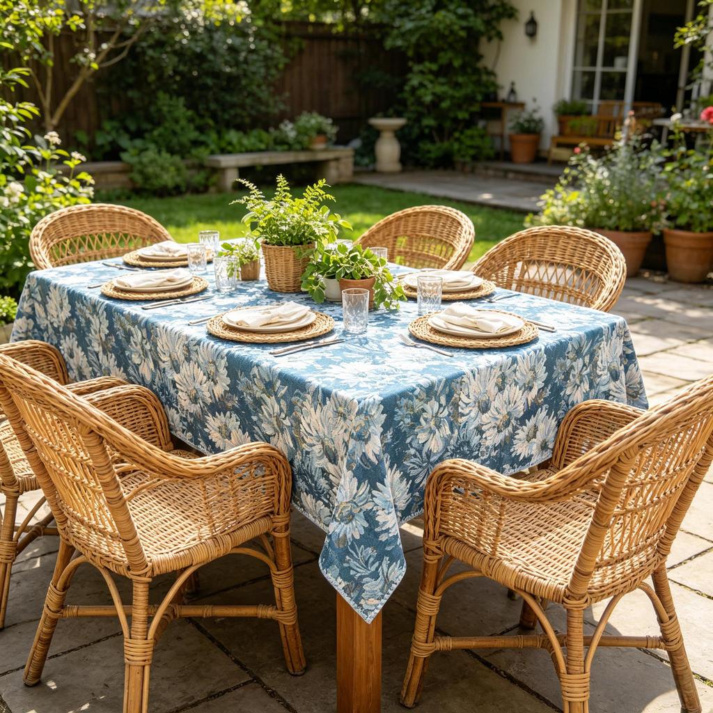 Home Kitchen Dining Party Use Durable Rectangle Washable Fabric Cotton Linen Tablecloth