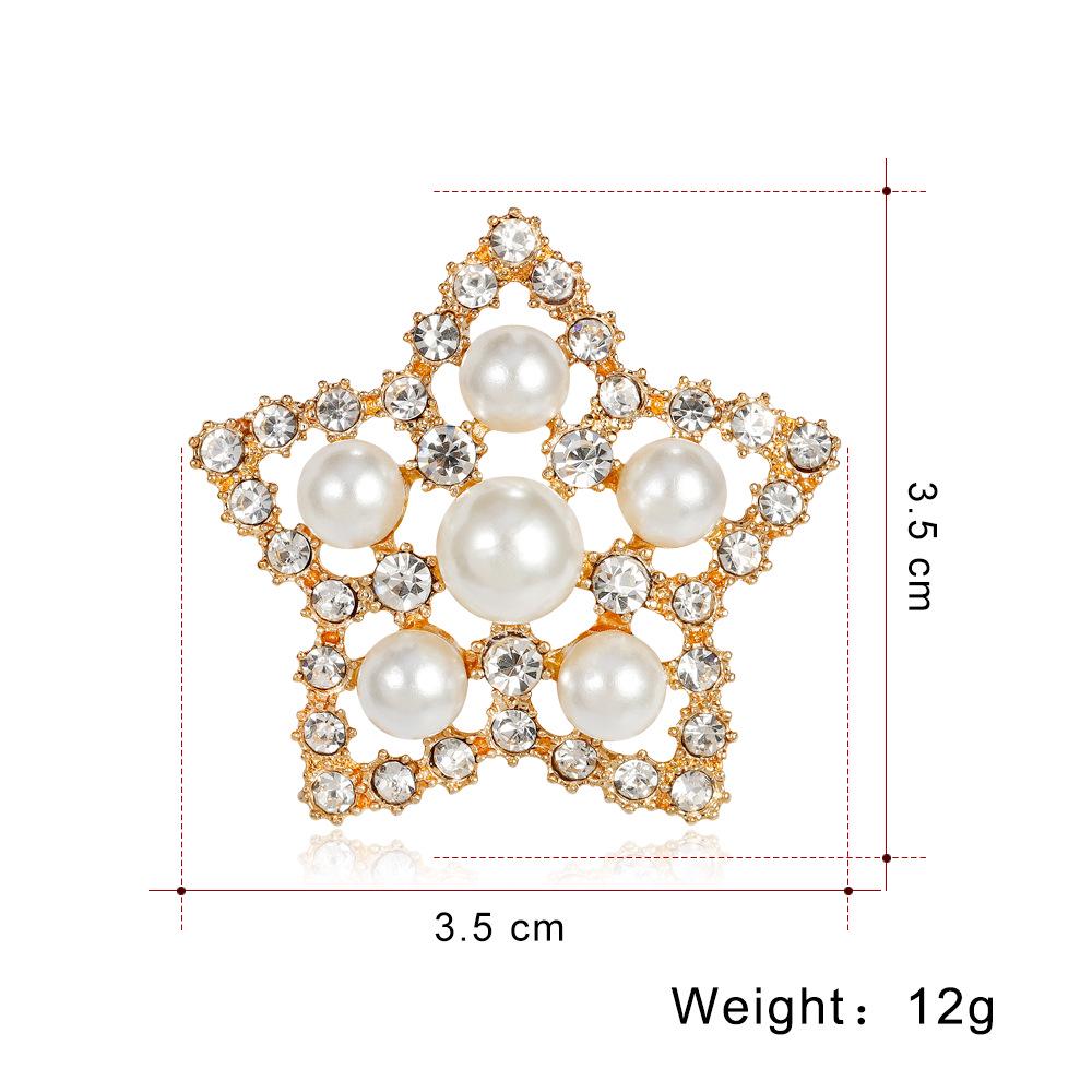Mini Elegant Star Shape Brooch Alloy Pin Simple Pearl Rhinestone Brooch Valentine's Day Gifts