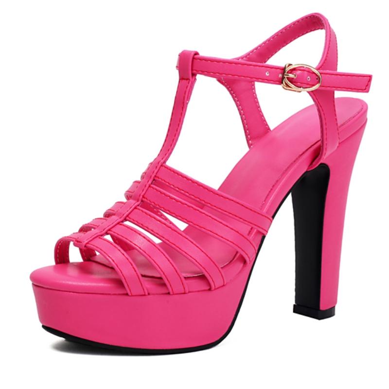 Elegant Women's Platform Sandals Summer Shoes 2025 Ankle Strap Pink Gold Silver High Heels Party Shoes Female Luxury Big Size