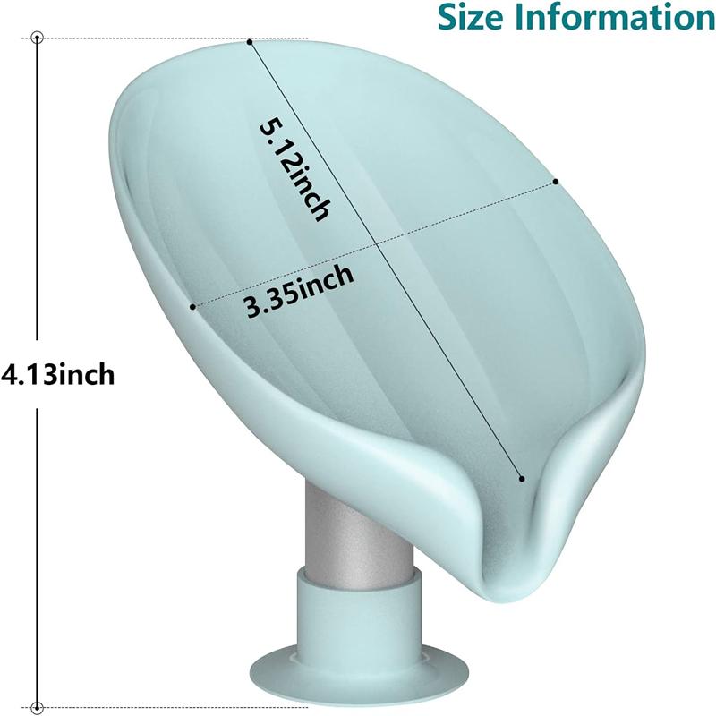 Leaf Shape Self Draining Soap Holder No Drill Suction Cup Soap Dish Quick Dry Bar Soap Saver for Shower Bathroom Kitchen Sink Green 1-Pack
