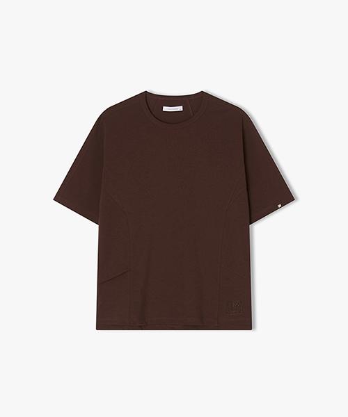 River Classy [25Ss] Llm41582 Brown Semi-Oversized Short Sleeve T-Shirt With Line Cut Detail 95