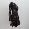 Women's Long Sleeved Summer Round Neck Floral Dress Sexy Mesh Hollow Out Short Skirt Hollow Out Patchwork Dress