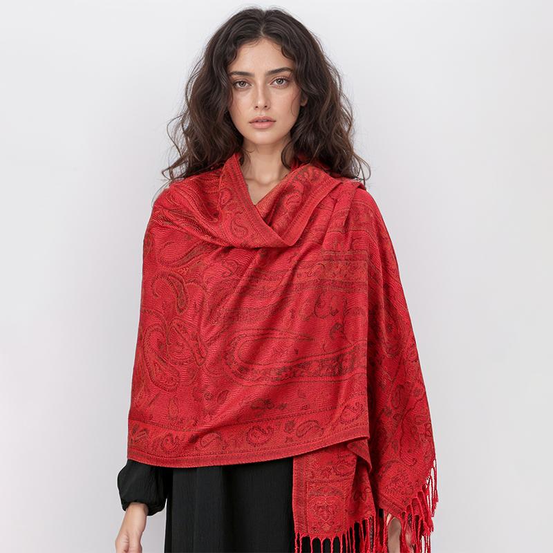 Paisley Pashmina Shawl Scarf Women Jacquard Cashew Printed Scarves Borders Female Tassel Travel Blanket Wraps Ethnic Shawls