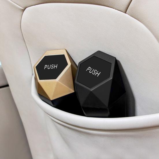 Car Trash Can with Lid Leakproof Car Dustbin Diamond Shape Waterproof Garbage Bin Mini Trashcan Car Vehicle Waste