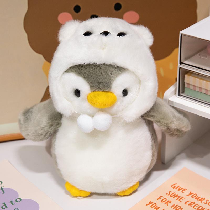 Penguin Brother & Sister Bib Plush Toy - Kid's Comfort Doll & Gift Pillow