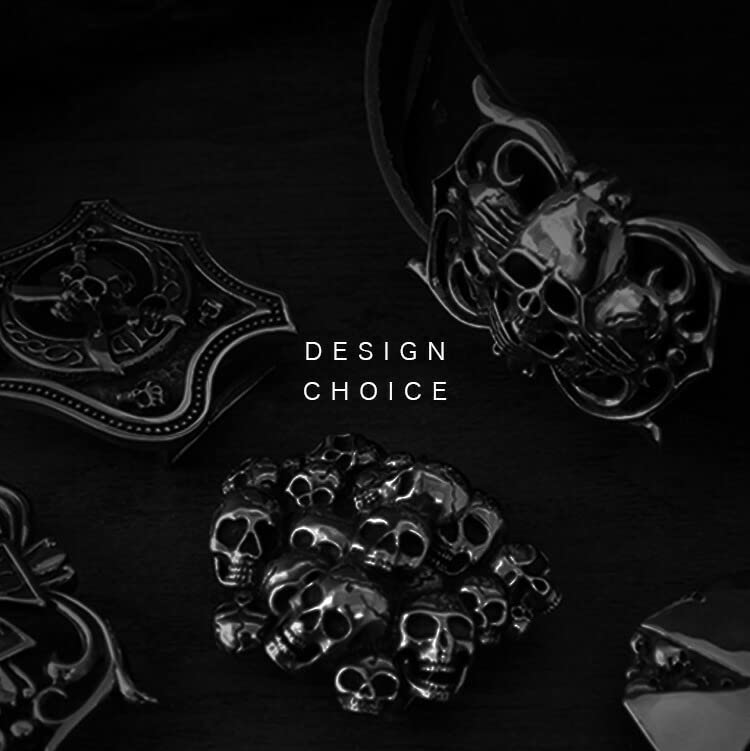 Stainless Steel Cast Design Surgical Stainless Leather Genuine [Days Art] Buckle, Allergy-free, Buckle, Steel, Chrome, Biker, Belt, Leather, Men's