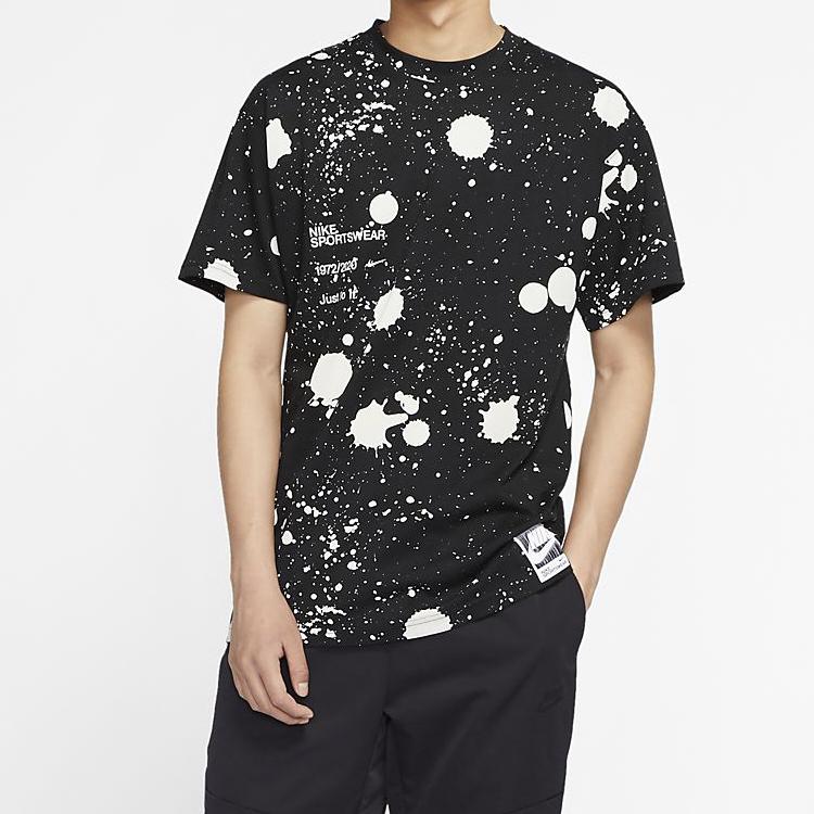 Nike Splatter Print Short Sleeve T-Shirt Men Tops Black CW0381-010