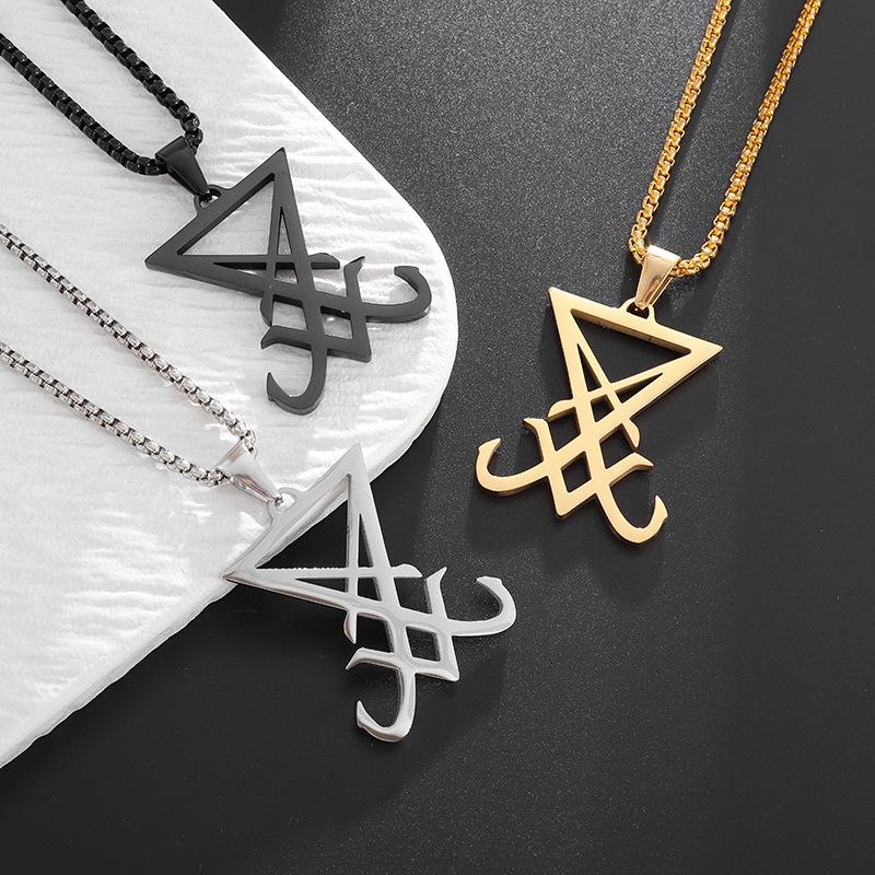 

Подвеска-печать Люцифера из титановой стали в европейском и американском стиле, ювелирные аксессуары Amazon, мужское черное ожерелье