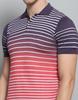 MONTE CARLO Mens Striped Purple Collar Neck Half Sleeve T-Shirt