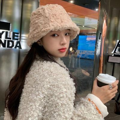 Plush Plush Bucket Hat Warm Panama Hat Outdoor Fisherman Cap  for Women