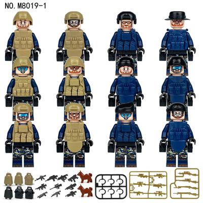 M8019-1 Blau SWAT Puppe Anti-Terror-Militär Puppe Bausteine Kinder Bausteine