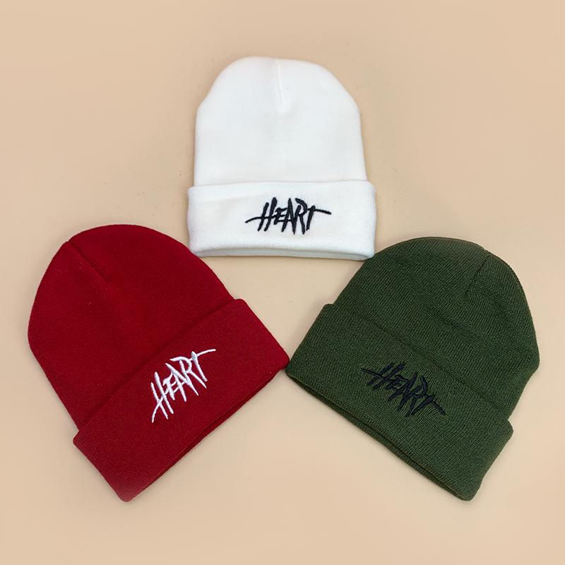 Print Embroidery Knitted Hats Korean Style Fall Winter Season All-Match For Men And Women Heat Retaining Personalized Trendy Ins Style Soft Trend