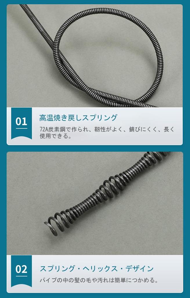 BTtime Wire Pipe Cleaner, Pipe Brush, Rotating Wire Brush, Easy Operation, Clears Clogs, Sewer/Drain/Bathroom/Toilet/Bathroom Repair (10m)