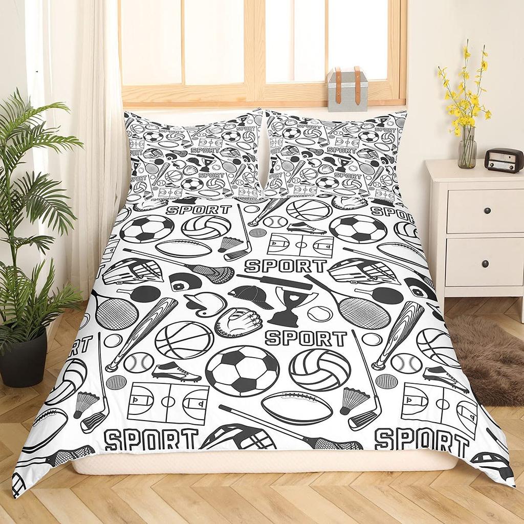 Sports Badminton Duvet Cover Fluorescent Green Pink Badminton Racket Bedding Set Sports Game Comforter Cover Fashion Quilt Cover