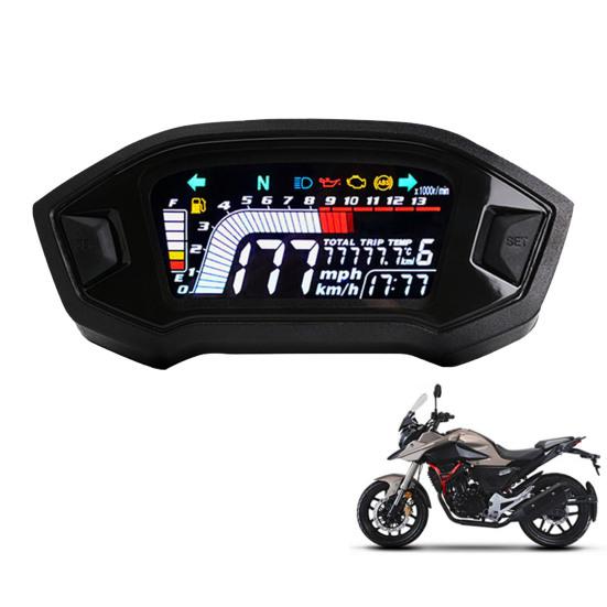 Universal LCD Digital Motorcycle Speedometer Odometer Gauge for 45692 Cylinder