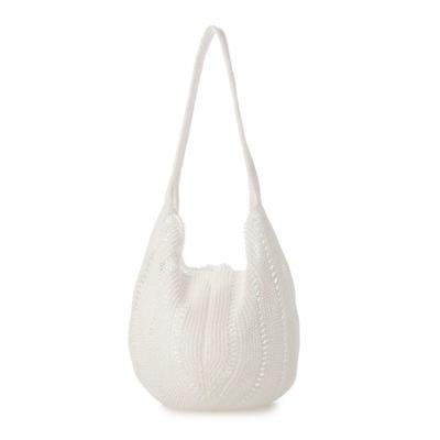 Kashkash Lame Yarn Round Semi-Shoulder Bag 10-00-04961 Women's White