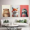 Cute interesting Colorful furry animals Poster Watercolor Print Canvas Painting Wall Art Picture Home Modern Kid Room Decoration