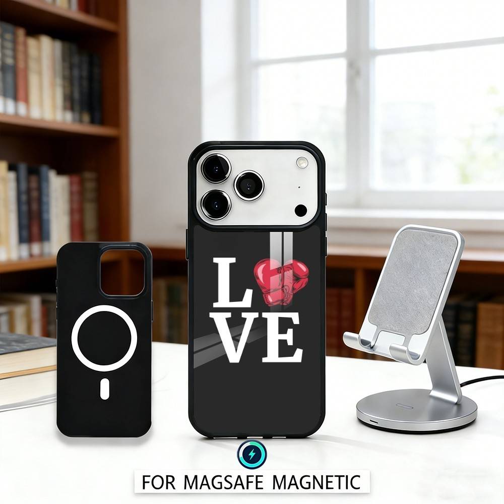 B-Boxing A-Art G-Gloves Phone Case Magnetic For iPhone17 16 15 14 13 12 Pro Max For Magsafe Wireless Charging Cover