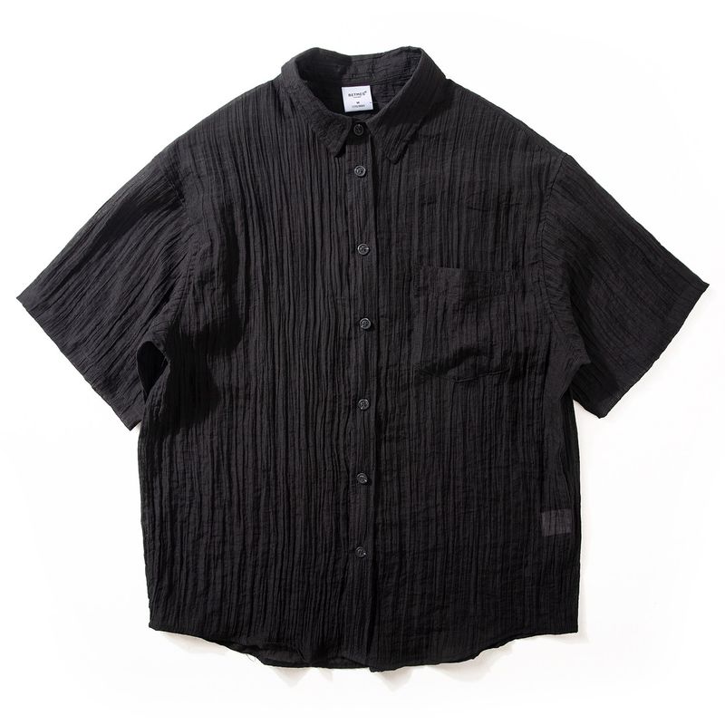 Short sleeve Shirts Men's Summer New Lyocell Smooth Soft Top Lightweight Breathable Wide Loose Casual Shirt