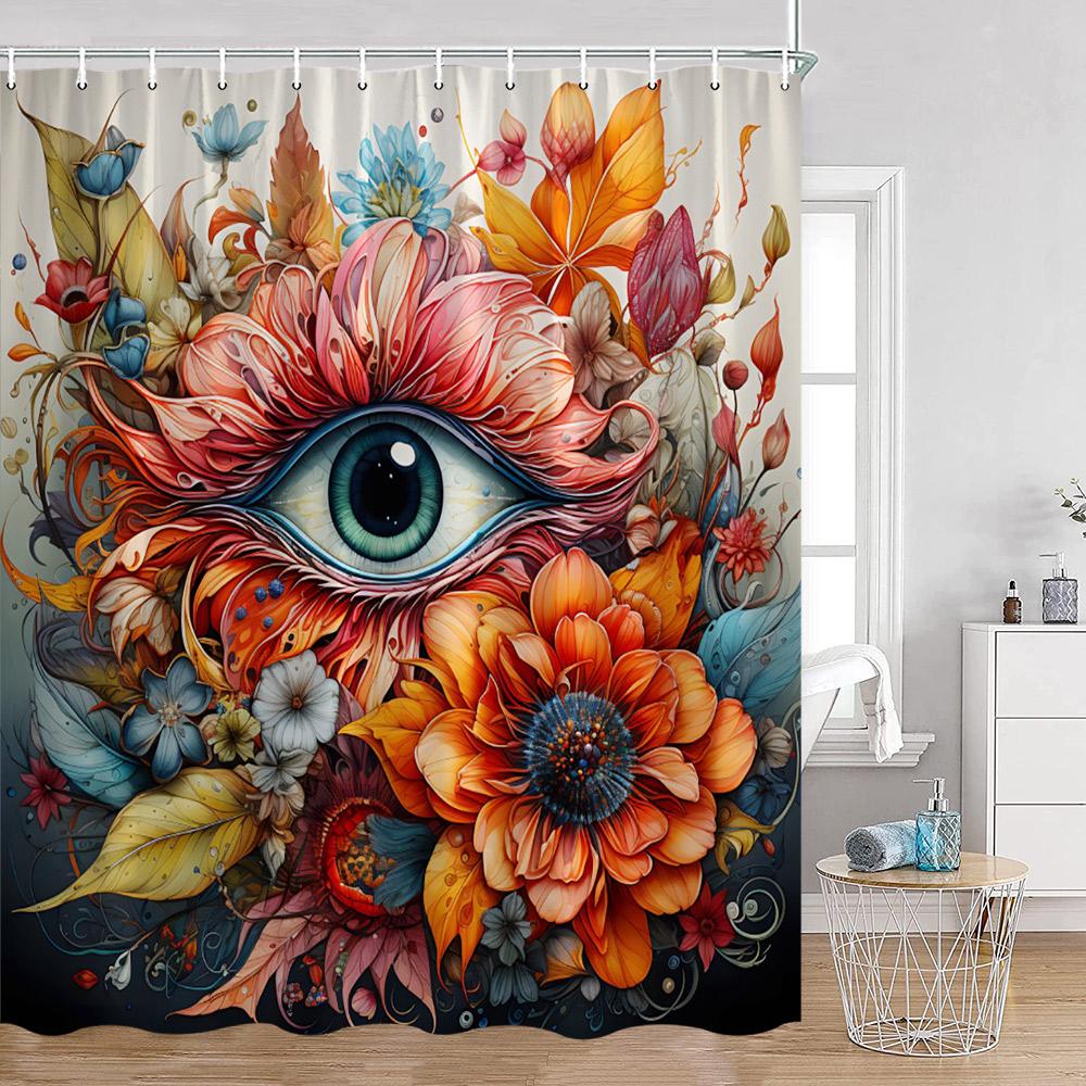 Bohemian Blume Duschvorhang Boho Floral Vintage Druck Mandala Blumen und Pflanzen Badezimmer Vorhang Polyester Bad Dekoration