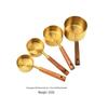 Gold-Plated Stainless Steel Measuring Cups & Spoons Set with Acacia Wood Handles – 8 Pieces