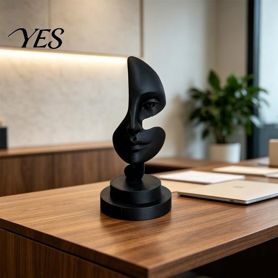 Modern Face Sculpture Abstract Art Sculpture, 3D Printed Minimalist Table Ornament, Human Statue for Living Room, Office, Shelf, Coffee Decor Artistic