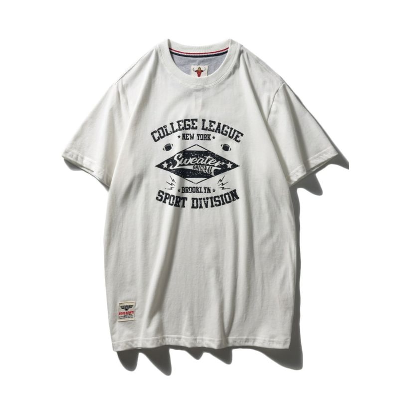 Export Export to Domestic Sales American Retro Pure Cotton Short-Sleeved T-shirt Men's Trendy Summer All Cotton Base White T-shirt