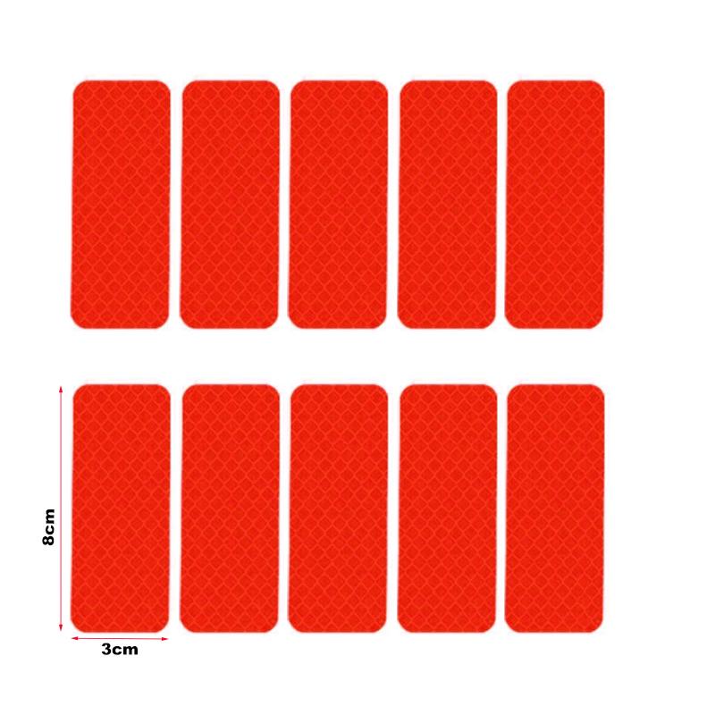 10Pcs Strong Reflective Stickers Car Reflector for Motorcycle Helmets Bikes Scooter Night Riding/Walking Reflective Warning Tape