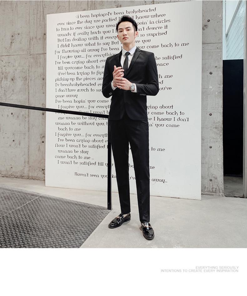 2022 Men's Solid Color Two-Button Suit & Trousers Set